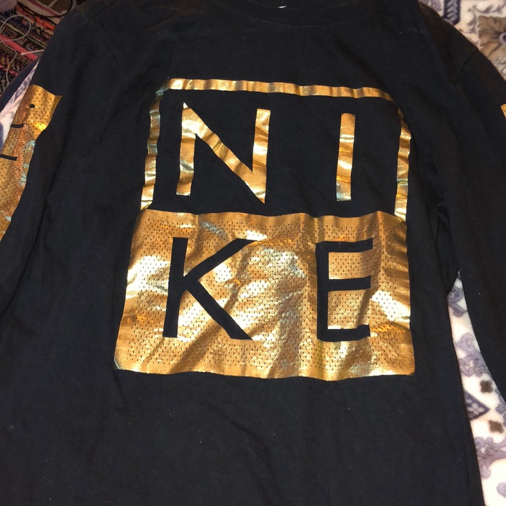 Gold black nike long sleeve shirt
